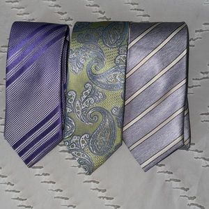 EUC Bruno Marchesi 100% Silk Men's Neck Tie Bundle Stripes Handmade Purple Green